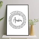 Ver imagem 1 de Quadro Minimalista Oração Pai Nosso Espiral 33x24cm:madeira Branca