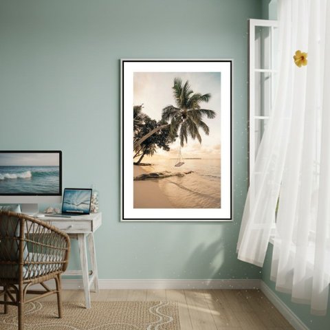 Quadro Decorativo Balanço na Árvore 70x50cm Mold Preta