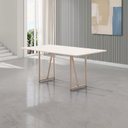 Ver imagem 1 de Mesa Victoria Dc Rt.1,60 x 0,80 MDF c/Vidro - Champagne - Off White