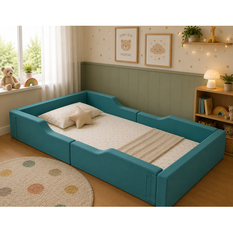 Cama Solteiro com Proteção Lateral Estofada 100% Espuma Montessoriana