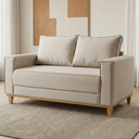 Ver imagem 1 de Sofá 2 Lugares Hungria Base Madeira Tecido Linho Cru Living 1,40m