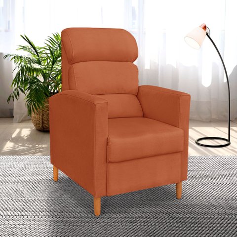 Poltrona Amamentação Reclinável Gisele - Poltrona Confortável para Leitura e Descanso - Terracota