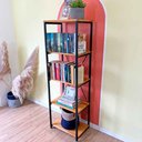 Ver imagem 2 de Estante Style de Ferro e Madeira Slim 5 Prateleiras Industrial Nozes e Preto