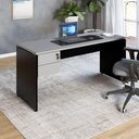 Ver imagem 1 de Mesa Escritório 160cm X 70cm Pé Painel Gaveteiro 2 Gav. F5 Cor:cinza Sagrado com Preto