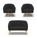 Ver imagem 1 de Kit 1 Namoradeira E 2 Poltronas Base Madeira Preto