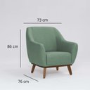 Ver imagem 2 de Poltrona Tecido Linho Base Madeira Paloma Mescla Verde Salvia