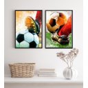 Ver imagem 1 de Kit 2 Quadros Aquarela Futebol- Bola e Chuteira 2 33x24cm - com Vidro:madeira Branca