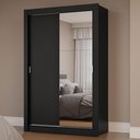 Ver imagem 1 de Guarda-roupa Solteiro 2 Portas de Correr com Espelho Preto Milano Madesa Preto