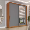 Ver imagem 1 de Guarda Roupa Casal com 2 Portas de Correr 2 Gavetas e Espelho 240849 Linha Porto Politorno Móveis