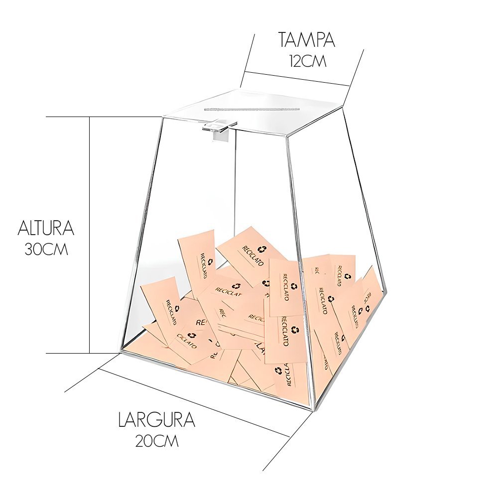 Urna de acrilico transparente  pirâmide 30x20x12 - 2