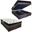 Ver imagem 1 de Cama Box Baú Casal Suede Bipartido + Colchão Ortobom Iso Dupla Face 60x138x188 Cor:marrom