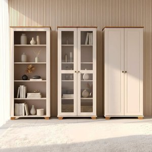 Kit com 3 Armários Multiuso Pés e Tampo em Madeira Maciça Ananda CabeCasa MadeiraOriginals