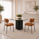 Ver imagem 2 de Kit 2 Cadeiras Sala de Jantar Lisa Pés Preto PU Caramelo m² - Monari Design