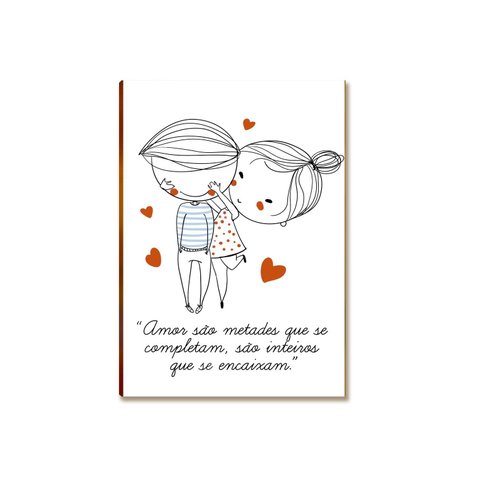 Placa MDF Amor Metades que Se Completam Parede Moderna A4