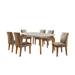 Conjunto para Sala de Jantar Mesa Dublin 180cm Tampo MDF Canto Reto com 6 Cadeiras Irlanda  - 2
