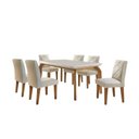 Ver imagem 2 de Conjunto de Mesa 180cm com 6 Cadeiras Estofadas Dublin Irlanda Marrom Veludo Creme/Off White/Imbuia