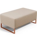 Ver imagem 1 de Puff Decorativo Sala De Estar Cléo 90cm Base De Ferro Cobre W01 Linho Bege Escuro- Lyam Decor