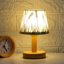 Abajur Lâmpada de cama led base madeira maciça decoração proteção para os olhos curto sono mesa luz  - 3