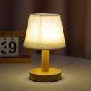 Ver imagem 5 de Abajur Lâmpada de cama led base madeira maciça decoração proteção para os olhos curto sono mesa luz 