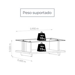 Mesa de Centro para Sala de Estar Retangular Frizz - 6