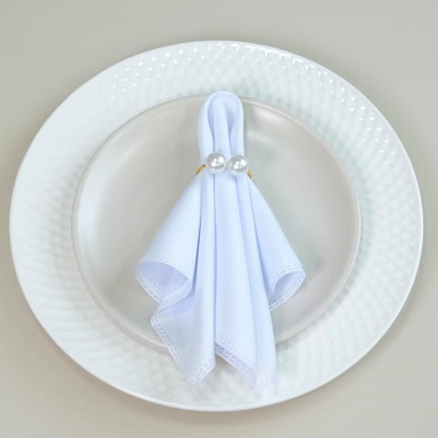 Kit 6 Pçs Anel para Guardanapo 6 Lugares Pérola Dupla Grande 4x3cm Argola: Dourada