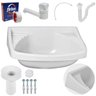 Pia Lavatório Banheiro 4,8L + Torneira Branca + Sifão Universal Branco + Engate + Veda Rosca - 1