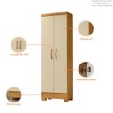 Ver imagem 2 de Kit Cômoda Sapateira 1 Porta 4 Gavetas e Multiuso 2 Portas Porto Belo Carvalho Off White