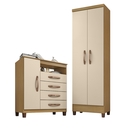 Ver imagem 1 de Kit Cômoda Sapateira 1 Porta 4 Gavetas Porto Belo Com Multiuso Cairo 2 Portas Carvalho Off White Cli