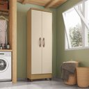 Ver imagem 3 de Kit Cômoda Sapateira 1 Porta 4 Gavetas Porto Belo Com Multiuso Cairo 2 Portas Carvalho Off White Cli