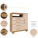 Ver imagem 3 de Kit Cômoda Sapateira 1 Porta 4 Gavetas e Multiuso 2 Portas Porto Belo Carvalho Off White