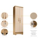 Ver imagem 2 de Kit Cômoda Sapateira 1 Porta 4 Gavetas e Multiuso 2 Portas Porto Belo Carvalho Off White