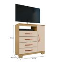 Ver imagem 5 de Kit Cômoda Sapateira 1 Porta 4 Gavetas e Multiuso 2 Portas Porto Belo Carvalho Off White