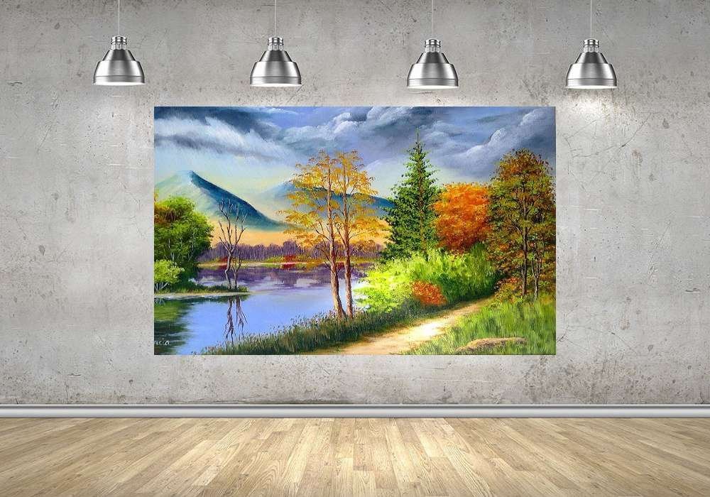 Quadro Pintura Paisagem Óleo Sobre Tela 3013: 80cm (A) x 130cm (L) - 4