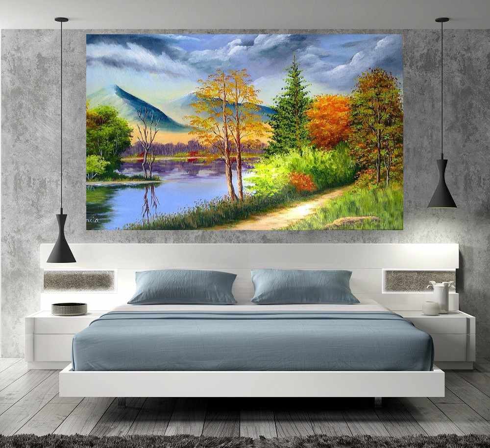 Quadro Pintura Paisagem Óleo Sobre Tela 3013: 80cm (A) x 130cm (L) - 5