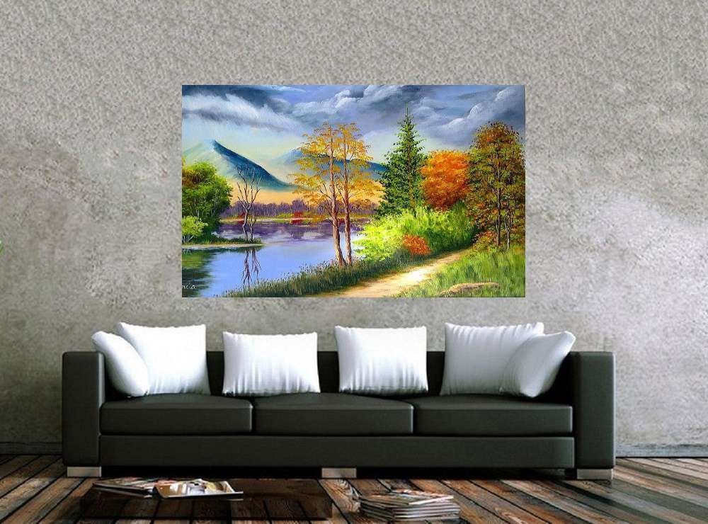 Quadro Pintura Paisagem Óleo Sobre Tela 3013: 80cm (A) x 130cm (L) - 2