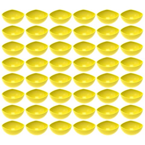 48 Potes de Sobremesa Doces Amarelo Plástico 265ml Hotel Restaurante Buffet Trio Crippa