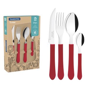 Faqueiro Inox 24pc Leme Vermelho Tramontina 23198/746
