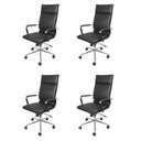 Ver imagem 1 de Kit 4 Cadeiras Escritorio Presidente Design Italiano com Relax Corino 3304 Preto