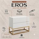 Ver imagem 2 de Mesa de Cabeceira Eros Branco 60cm com 2 Gavetas Pés de Metal Dourado Estilo Industrial
