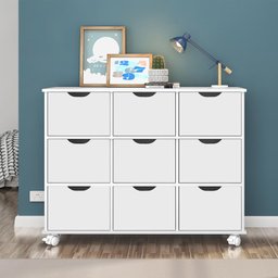 Nicho Organizador com 9 gavetas brancas e rodízios - Qmovi - 2