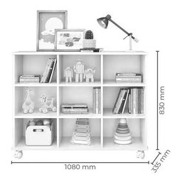 Nicho Organizador com 9 gavetas brancas e rodízios - Qmovi - 3