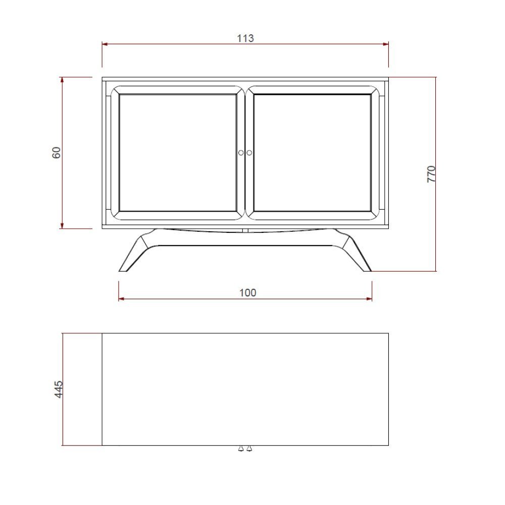 Balcão Buffet Ricco 113 Cm Laminado 2 Portas com Palhinha Amêndoa - 6