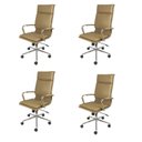 Ver imagem 1 de Kit 4 Cadeiras Escritorio Presidente Design Italiano com Relax Corino 3304 Marrom/Caramelo