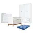 Ver imagem 1 de Quarto de Bebê Americano 4 Portas com Berço Americano Flip Branco Acetinado Reller e Colchão Ortobom
