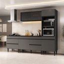 Ver imagem 1 de Armário de Cozinha Modulada Completa 251,5cm 4 Peças Milano Multimóveis MP2375 Grafite