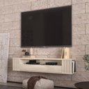 Ver imagem 1 de Rack Ripado Suspenso Luxo para TV até 60 Polegadas com Nichos e Portas 135 cm