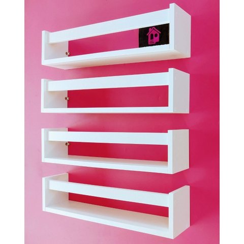 Kit 4 Prateleiras Revisteiro de Parede Infantil Nicho Organizador de Pelúcia Brinquedos Quarto de Cr