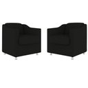 Ver imagem 2 de Kit 2 Poltrona Decorativa para Sala, Escritorio, Recepção Tila Suede Preto