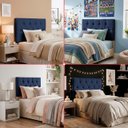 Ver imagem 3 de Cabeceira Painel Estofada Paris Suede Azul Solteiro 90cm para Cama Box