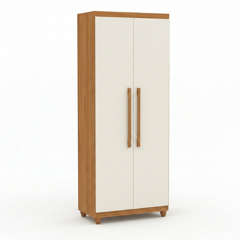 Armário Multiuso Slim 2 Portas com Prateleiras Cinamomo Off White Formimóveis